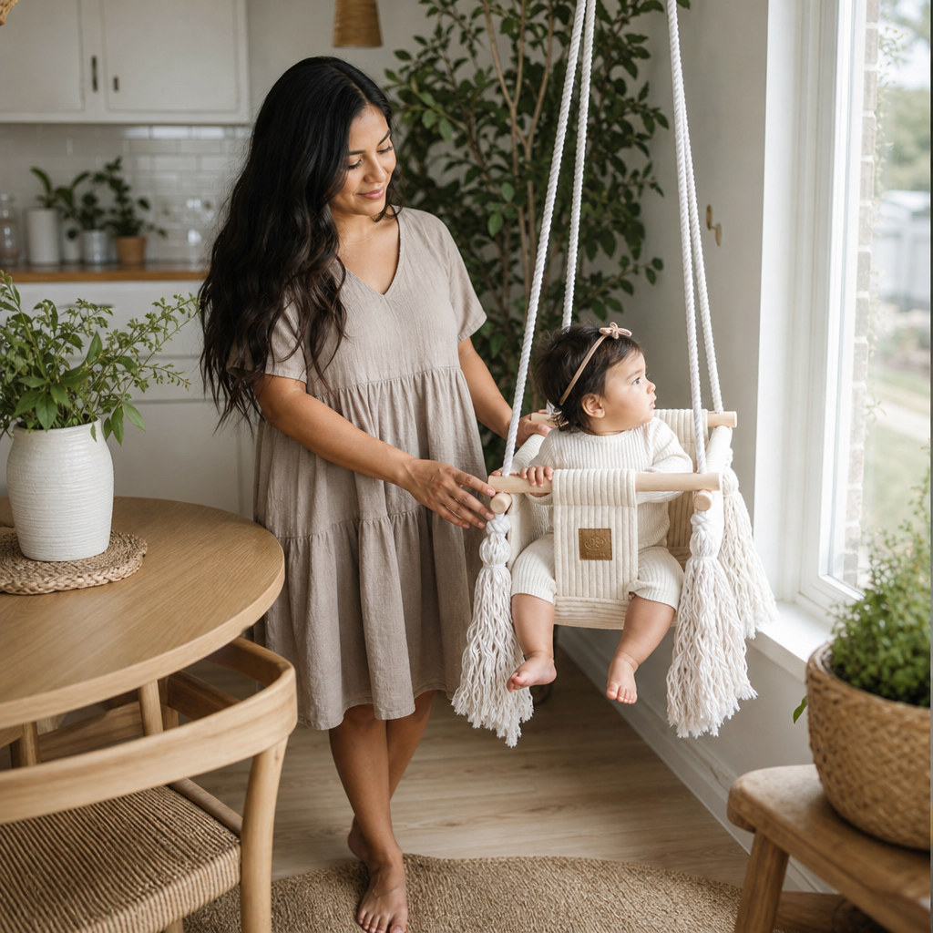 Indoor Baby Swing in living space