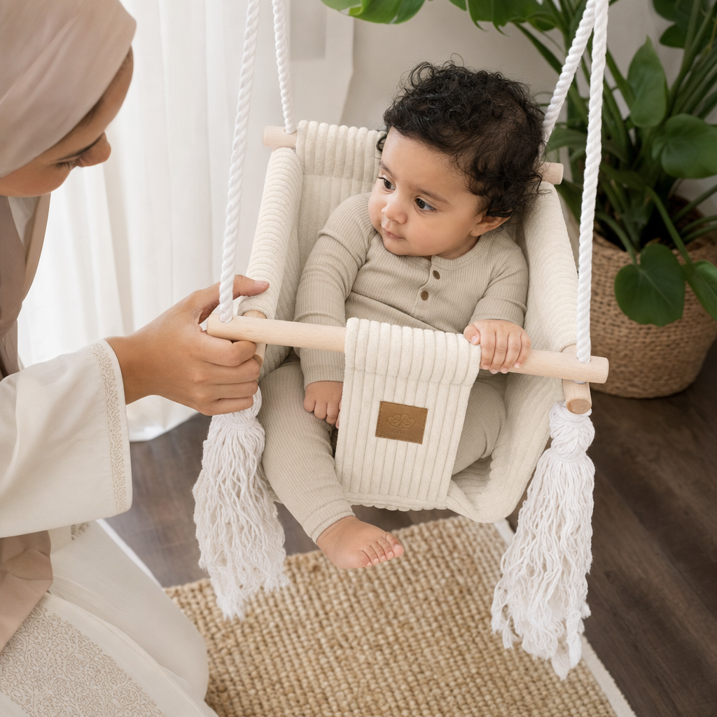 Indoor Baby Swing with mother and baby